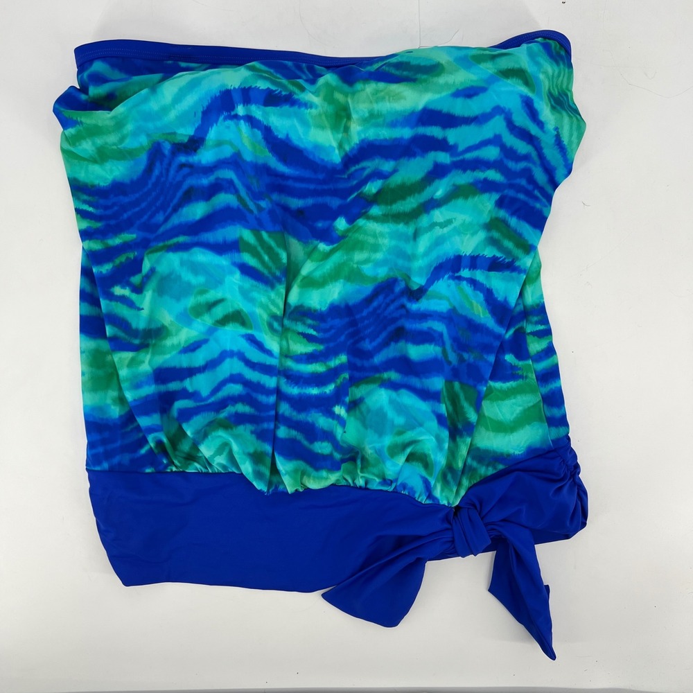 Kim Gravel x Swimsuits For All Strapless Swim Top‎ Blue Ocean Waist Tie Size 16